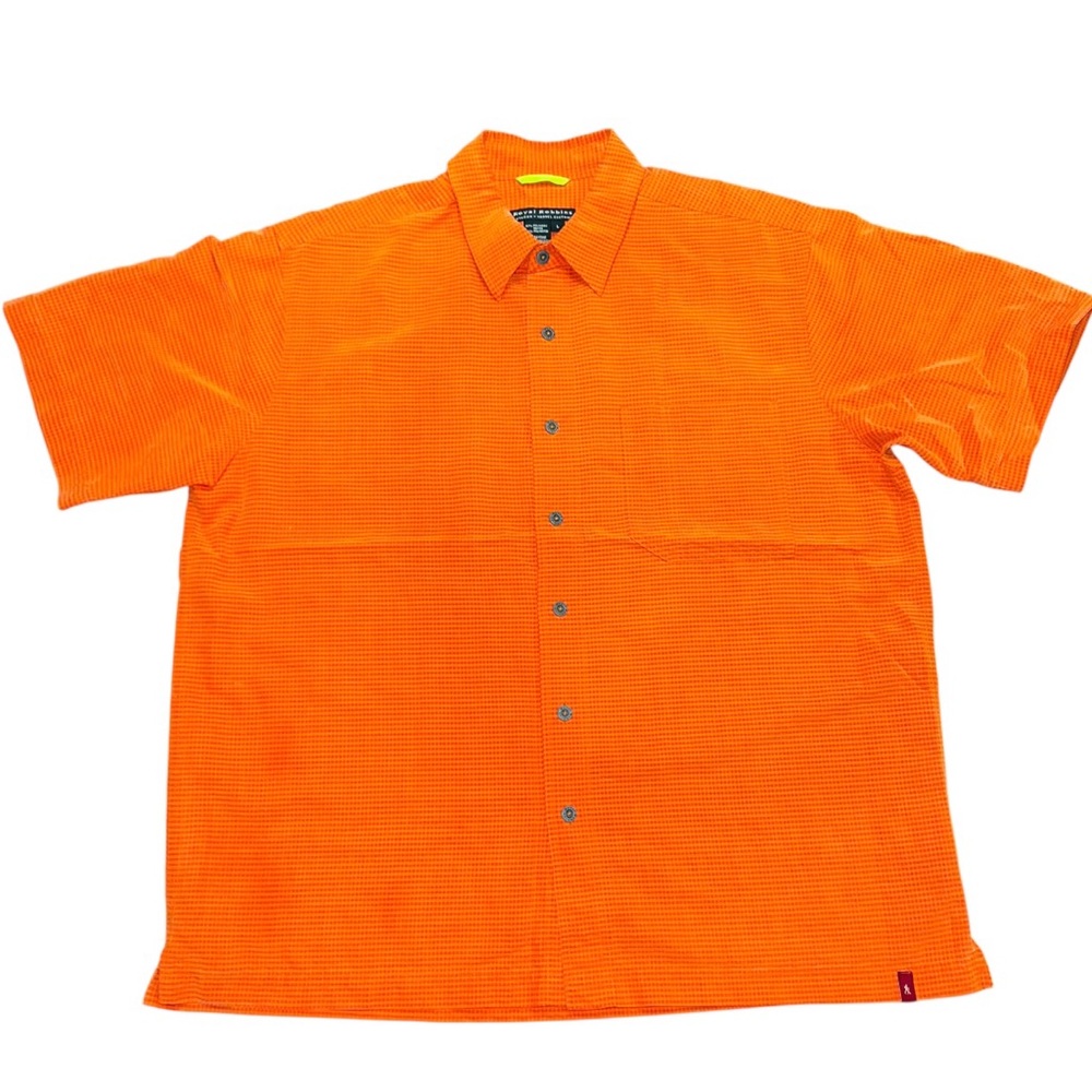 Royal Robbins Button Up Orange Plaid Shirt Short Sleeve Men’s  Large